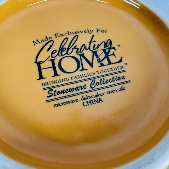 Celebrating Home TUSCAN Orange Yellow Stoneware Footed Soup Cereal Bowls Set 2 - Picture 9 of 16